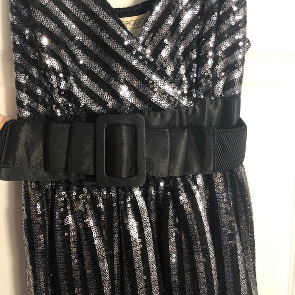 Arden B silver & black sequin dress with belt - Picture 7 of 8